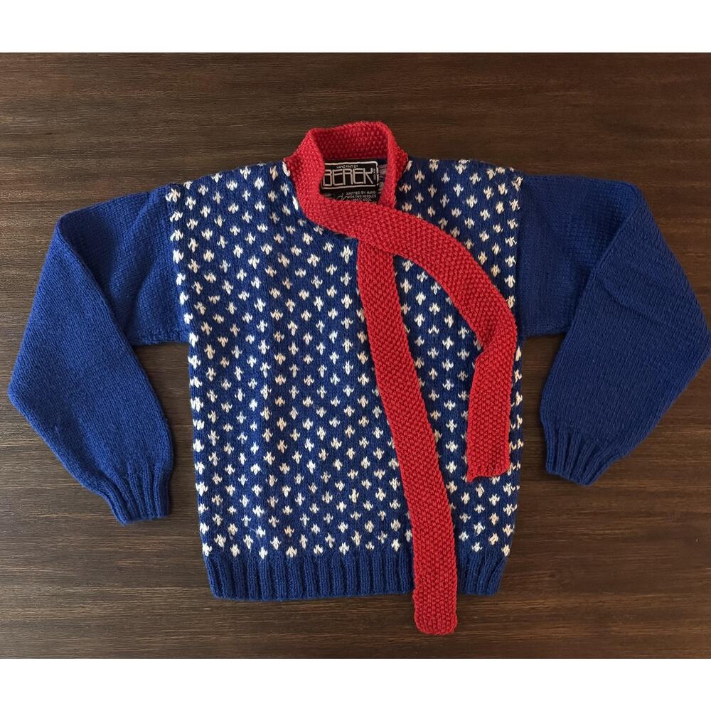 Vintage Berek Kids Hand Knit Wool Sweater Sz 6/7 Nordic Fair Isle